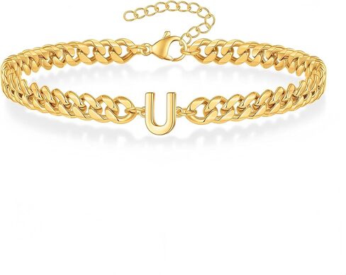 أساور ذهبية أولية للرجال، سلسلة ربط كوبية مطلية بالذهب عيار 18 قيراط أساور ساحرة قابلة للتعديل هدايا مجوهرات للرجال in Kuwait