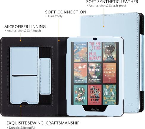 COBAK CASE مع Stand for Kindle Paperwhite 12th Gen 2024 تم إصداره (7 ") و kindle Colorsoft Signature Edition - غطاء جلدي متين مع إيقاظ النوم التلقائي ، فتحة البطاقة ، ميزة حزام اليد in Saudi Arabia
