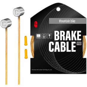 CNC Bike Brake Cable for Mountain Bike 1.5x2800mm，Pro Slick Polished Bicycle Brake Cable for Shimano/Sram with End Caps，Gold.