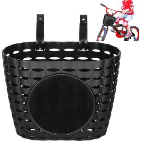 سلة دراجة للأطفال مع ملصقات وأشرطة قابلة للتعديل، سلة مقود الدراجة للأطفال الأولاد والبنات (أسود) in Kuwait