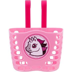 BESPORTBLE Kids Bike Basket for Boys Girls, Bicycle Front Handlebar Basket with Unicorn Pattern Plastic Basket Fits Most Bicycles Scooter Decor Storage Basket 1Pc