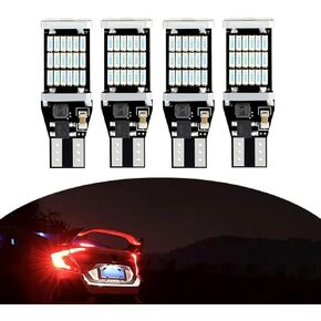 4 PCS Car T15 Brake Light, 4014-45SMD 6500K 360 Degree High Brightness Reversing Light Turn Signal, CANBUS Decoded Stepless Plug and Play, Universal for Most Cars (Red)