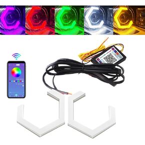 قاسم 80 مم مسدس عيون الملاك RGB APP التحكم التحديثية سيارة دراجة نارية ضوء الديكور القيادة يوم إشارة ضوء غاسل العنبر بدوره إشارة الضوء 12V 24V 80MM، 2 حزمة in Kuwait