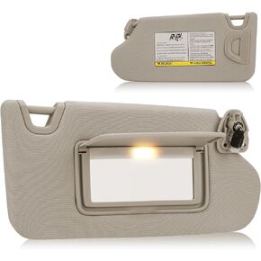Left Driver Side Sun Visor with Light for Nissan Altima Without Sunroof 2013 2014 2015 2016 2017 2018, Replaces for 96401-3TA2A Gray