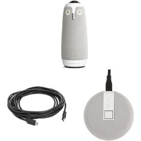 Owl Labs Expansion Mic for Meeting Owl 3, Grey & Tripod for Meeting Owl 3 or Pro — Custom-Built Aluminum Tripod for Flexible Setup