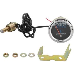 Water Temperature Meter, Metal Car 52mm Mechanical Water Temperature Temp Meter Gauge 38-104℃ 12V Yellow Light