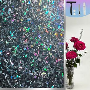 Window Privacy Film Frosted Glass Window Film Heat Blocking Window Tinting Film for Home Non Adhesive Static Cling Removable Frosting Bathroom Door Window (Pure, 17.5 x 78.7 Inch)