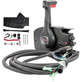 Outboard Engine Remote Control Box for Mercury OEM 881170A15 Right Hand Marine Throttle Control Box Side Mount Boat Remote Control Box with 15FT Cable Trim & Tilt 8 Pin 12 Core, black