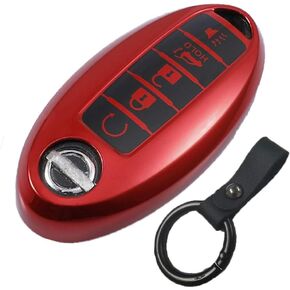 Compatible with Nissan Key Fob Cover, Key Fob Case for Altima Sentra Maxima Rogue Armada Pathfinder Infiniti Premium 5 Buttons Smart Remote Premium Soft TPU Key Cover (Nissan 5b Siliver)