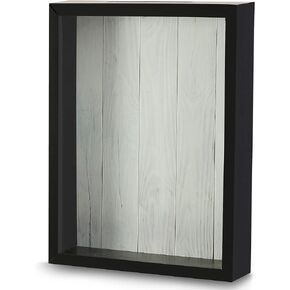 Shadow Box Display Case – Black Wooden Shadow Box Frame - Showcase Bottle Caps, Shells, Ticket Stubs, Airline Tickets, Ideal for Memorabilia Photos, Flowers, & Medals (10 x 8 in)