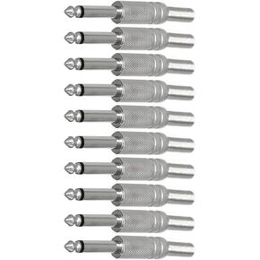 1/4 Inch TS Audio Phono Tone Male Plug Cable Connector - 1/4" 6.35mm TS Guitar Cable Plug (jcx) (10 Pack)