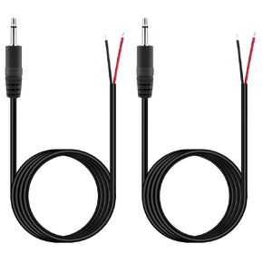 2 Pack 6 ft Replacement 3.5mm Male Plug to Bare Wire Open End TS 2 Pole Mono 1/8" 3.5mm Plug Jack Connector Audio Cable Repair