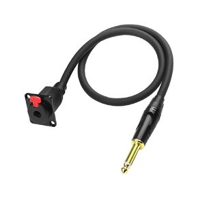 XMSJSIY D-Type 6.35mm 1/4" Female Panel Mount to 6.35mm Male Mono Connector Cable 6.35mm Female Socket to 6.35mm TS Male Adapter Cord with Gold-Plated Speaker Headphone Extension Cable-0.5M/1.6FT