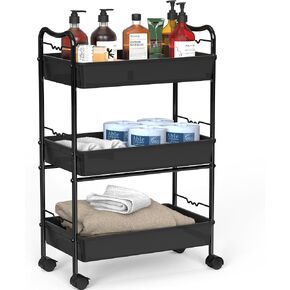 DecoBros 3-Tier Metal Utility Rolling Cart, Silver in Kuwait