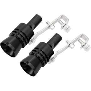 X AUTOHAUX 2pcs XL Size Aluminum Alloy Universal Turbo Sound Exhaust Muffler Pipe Whistle Car Roar Maker Black