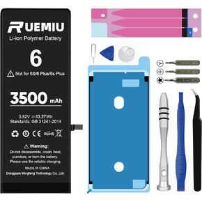 بطارية بديلة لهاتف iPhone 6، 3500mah 2024 جديدة ومحدثة ذات سعة عالية لنماذج بطارية iPhone 6 A1586 A1589 A1549 مع مجموعة أدوات إصلاح احترافية كاملة in Kuwait