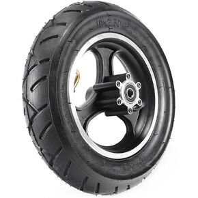 10inch Scooter Tire, 10x2.50 Inflatable Front Wheel Pneumatic Tire with 10x2.50 inner tube aluminium Wheel Hub Compatible with GOTRAX GMAX electric scooter