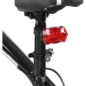 VGEBY Bike Tail Light, 5 LED Bicycle Warning Rear Lamp Safety Taillight Cycling Accessories with Mount Adapter, Gasket, Mount Bicycle and Spare Supplies