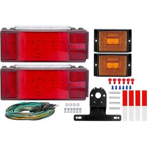 LED Trailer Lights, 2X New Submersible LED Trailer Light Kit with Trailer Wiring Harness Kit, 2 Amber Trailer Marker Lights for Camper Truck RV Boat Snowmobile Over 80" Inches