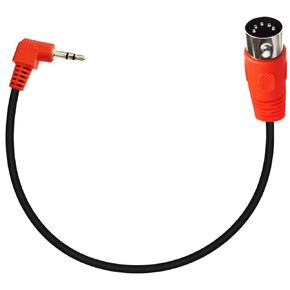 5Pin DIN Cable, DIN 5Pin MIDI Male to 3.5mm TRS Male Stereo Plug 90 Degree Angle Audio Connection Cable for Sound Card Keyboard Piano Drum Recording, Red (3M/10Ft)