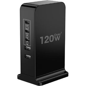 USB C Charger Block 120W, Charging Station for Multiple Devices, USB Charging Block, USB C GaN Fast Charging Hub, 65W USB C Laptop Charger Compatible for MacBook Pro/Air, iPhone, iPad, Samsung