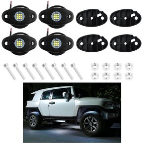 4PCS Cool LED Rock Lights for Trucks/Cars/ATVs/SUVs,IP68 Waterproof & Shockproof Underglow LED Lights for Cars Decorations,Universal Car Accessories Rock Light Kit (Blue)