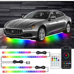 Neon Underglow Car Lights, 6PCs Dreamcolor Underglow Kit for Car with APP Control, 210 Color Modes and 255 Voice Control Modes, Waterproof LED Car Lights Exterior for Cars, Trucks, Boats