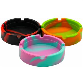 3Pcs Silicone Ashtrays for Cigarettes - Rubber Tray High Heat Ashtrays for Smokers Ash Tray Round Tray Cigar Ashtrays - Cool Ashtrays