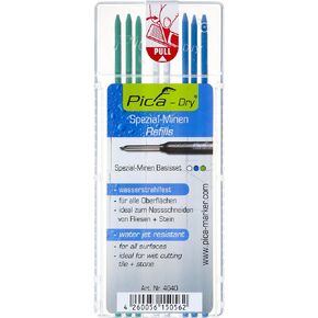 Pica 4040 Dry Deep Hole Marker Set Water Jet Resistant, Refill Waterproof/Permanent/Blue/White/Green