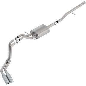 Borla 140797 ATAK Cat-Back Exhaust System 2.75 in. Into Muffler 2.25 in. Out Incl. Muffler/Hardware/4 in. x 14 in. Single Rolled Angle-Cut Tip Truck Side Exit ATAK Cat-Back Exhaust System