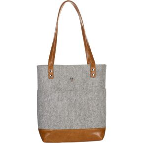 Christian Art Gifts Felt and Faux Leather Fashion Bible Cover Tote Bag with Inspirational Scripture, One Size