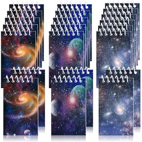 Tinlade 24 Pieces Outer Space Galaxy Mini Notepads Small Spiral Notepads Solar System Mini Notepad Memo Stationery Planets Notebook Classroom Reward Supply for School Office Planet Theme Party Favor