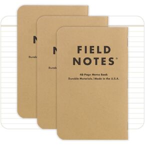 Field Notes: Original Kraft 3-Pack - Ruled Paper Memo Books - Lined 48 Page Pocket Notebooks - 3.5" x 5.5"