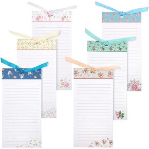 Juvale 6-Pack Magnetic Notepads for Refrigerator - Floral Shopping List, To-Do, Memo, Scratch Pads (4x8 In, 60 Sheets Each)