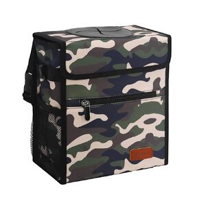 Car Trash Can with Lid Waterproof & Leak Proof Car Trash Bag Collapsible Car Garbage Can with Storage Pockets, Leopard Print