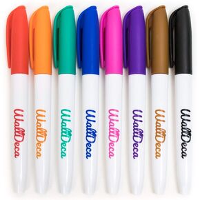 WallDeca Wet Erase Markers Fine Point, 8 Assorted Colors, Ultra Fine Point, Smudge-Free, Multipurpose