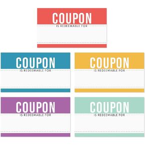 Multicolor Fill In Coupon Cards / 100 Colorful Customer Vouchers / 2" x 3.5" Business Card Sized Classroom Reward Cards/Made In The USA