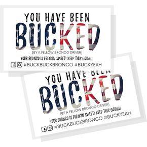 You Have Been Bucked,Buck Buck Bronco,50 Pack,2x3.5" inches Business Sized Card,Buck Yeah Bronco Tags Attach To A Gift & Buck A Bronco,#BuckBuckBronco #BuckYeah Red White and Blue