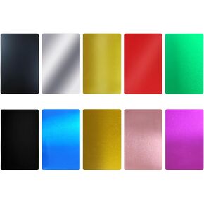 100 Pieces Aluminum Metal Business Cards Blanks Name Card Aluminum Plaque Plate for Laser Engraving Machine, Home, Office, Customer DIY Cards Presents, 10 Colors