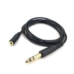 3.5mm to 6.35mm Audio Cable Golden Plated 1/8 inch Female to 1/4 inch Male TRS Stereo Audio Jack Converter Adapter Extension Wire Cord 5FT/1.5M(3.5F-6.35M)