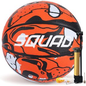 Graffiti Youth Basketball Size 5 (27.5"), Durable Rubber Basketball for Indoor & Outdoor Play, Includes Pump & Mesh Bag - Engaging Fun Gift for Teens