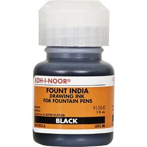 Koh-I-Noor Ultradraw Pigment-Based Ink, 0.75 Ounce Bottle, Black (3085F.BLA)