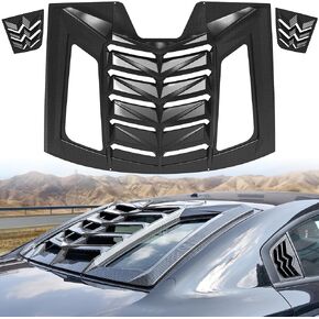 KEWISAUTO Rear & Side Window Louvers for Dodge Charger 11-23, Rear Side Windshield Sun Shade Cover GT Lambo Style Vent Cover Rain Guard for 2011-2023 Dodge Charger Accessories (Carbon Fiber Style)