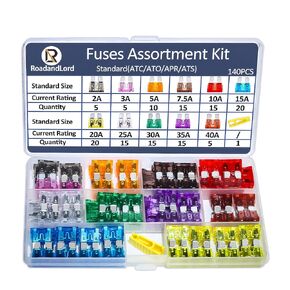 140 Pcs Standard Blade Fuses Assortment Kit – ATC/ATO/APR/ATS Fuse Standard Fuse Standard car Fuse (2A/3A/5A/7.5A/10A/15A/20A/25A/30A/35A/40A) for Car Boat Truck SUV Automotive Replacement Fuses