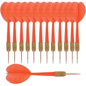 The Dreidel Company Plastic Throwing Dart Arrows Toy, Plastic Flights, and Metal Pointy Copper Head Tips Darts, Red 5" Inches
