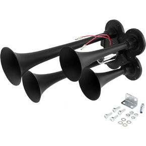 Partol Universal 12/24V 150DB 4 Trumpet Train Air Horn Kit for Car Truck SUV VAN Boat Motorcycle