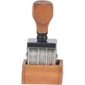 Roller Date Stamp, Retro Small Date Stamper, Date Stamper Self Inking Day Month Year, with Wooden Handle & Base, for DIY Craft Card Making Planner Scrapbooking