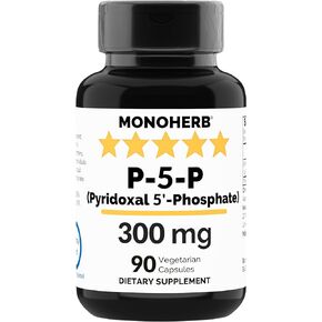 Pyridoxal 5-Phosphate 300 mg - 90 Vegetarian Capsules - P5P Activated Vitamin B6 - Highly Bioavailable