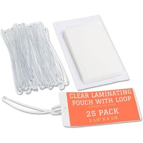 1InTheOffice Laminating Luggage Tags with Loops, Laminating Pouches 5 Mil, Luggage Tag Pouches, 2 1/2" x 4 1/4", 25 Pack