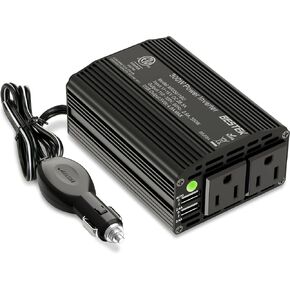 BESTEK 300W Power Inverter DC 12V to 110V AC Car Charger Converter with 4.2A Dual USB Ports and 2 AC Outlets Adapter (Black)